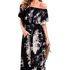 Boutique off shoulder maxi dress Sz L NWT